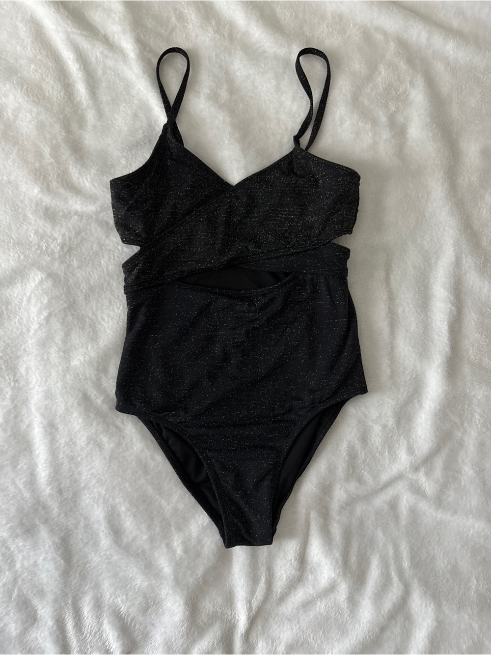 art class Black One-Piece Swimsuit with Gold Sparkle